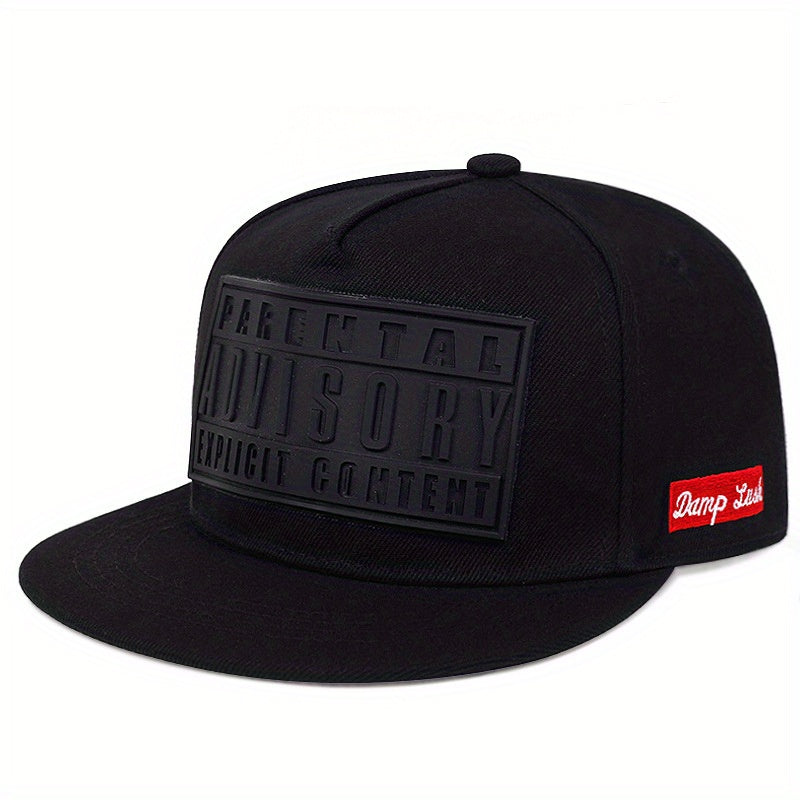 1pc ADV Women's Adjustable Snapback Baseball Cap - Lightweight Parental Advisory Explicit Content Print, Black/White Contrast Design, Multiple Colors for Casual Wear & Parties, Trendy Headwear, Statement Hat, Breathable Fabric, Fashion Headwear, Adults, S