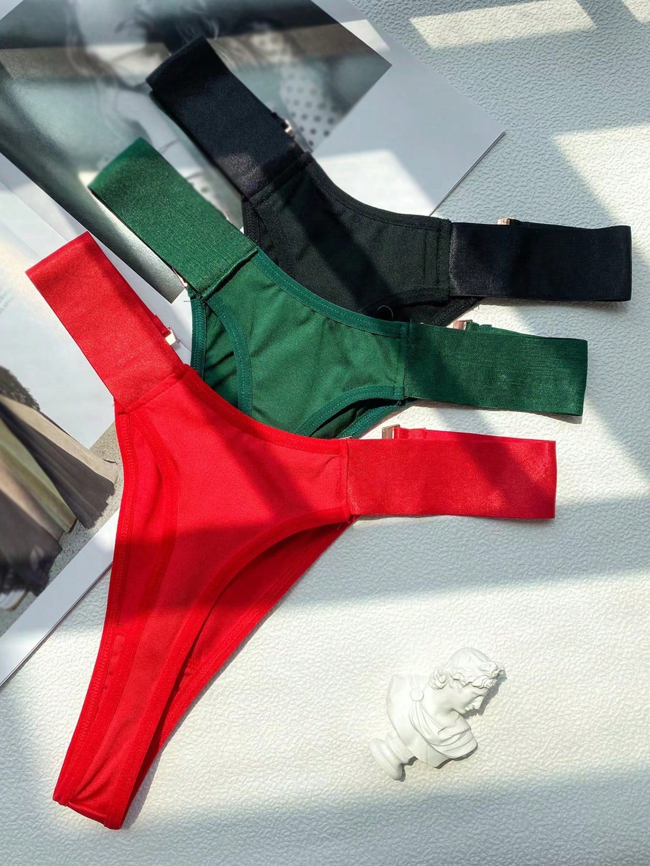 3packs Solid Cut Out Sexy Panties