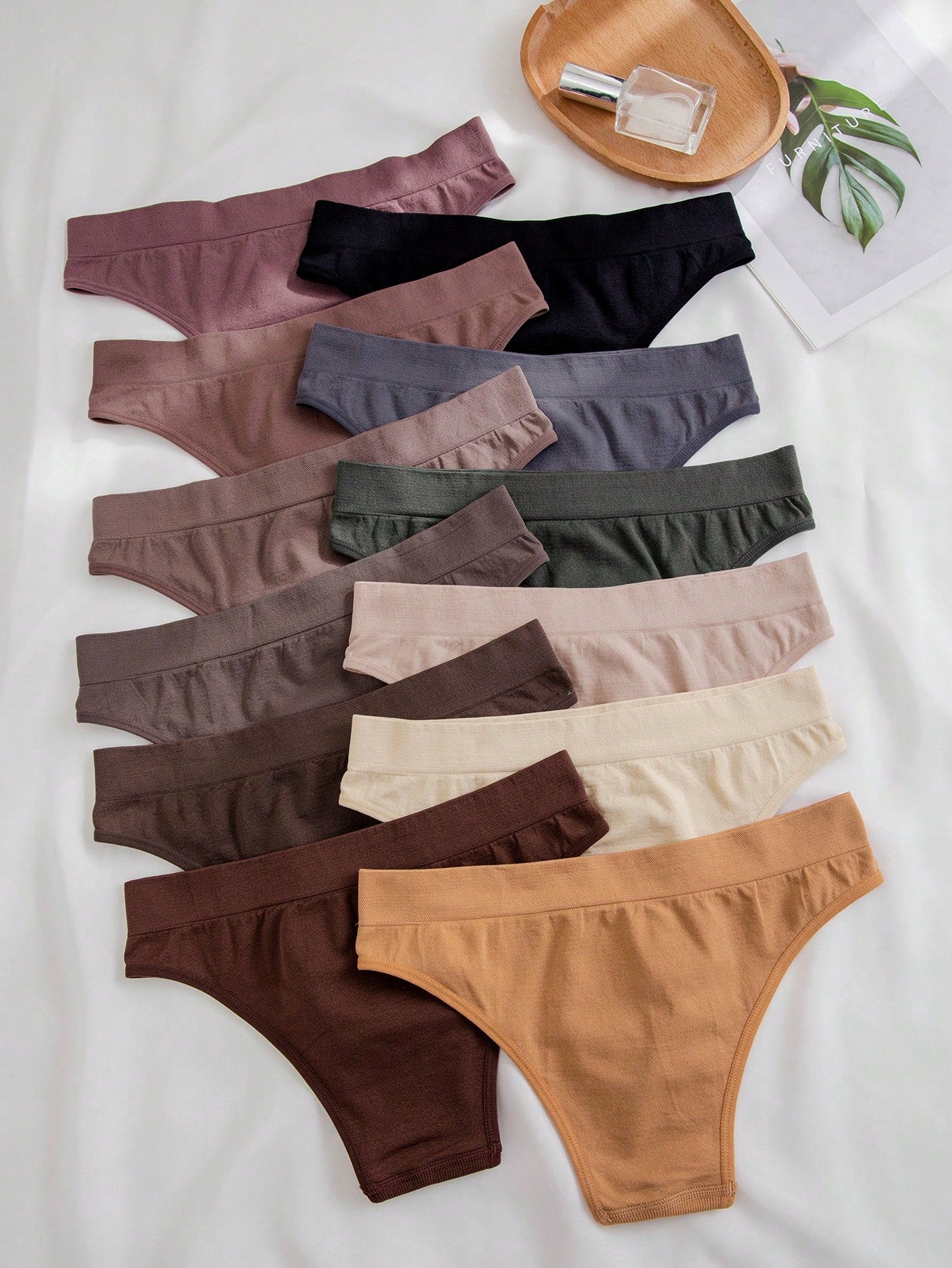 12pcs Solid Simple Panty