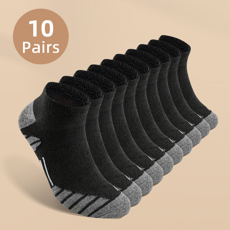 10/20 Pairs Men's Low-Cut Crew Socks - Moisture-Wicking All-Season Breathable Socks with Elastic Ribbed Cuff, Multi-Color Solid Options for Casual & Athletic Wear