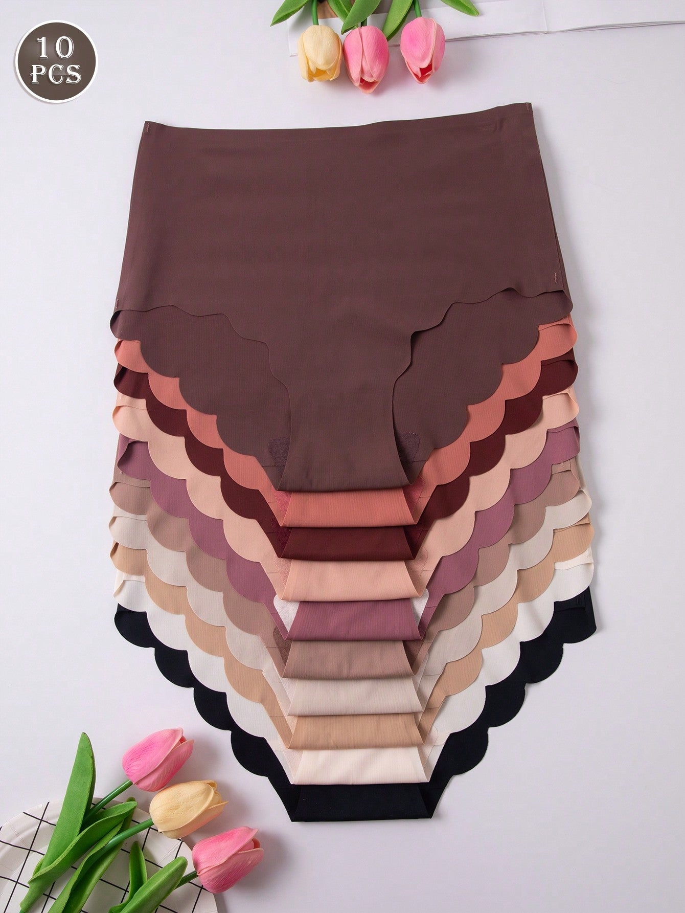 10pcs/Pack Women's Multicolored Casual Seamless Triangular Panties