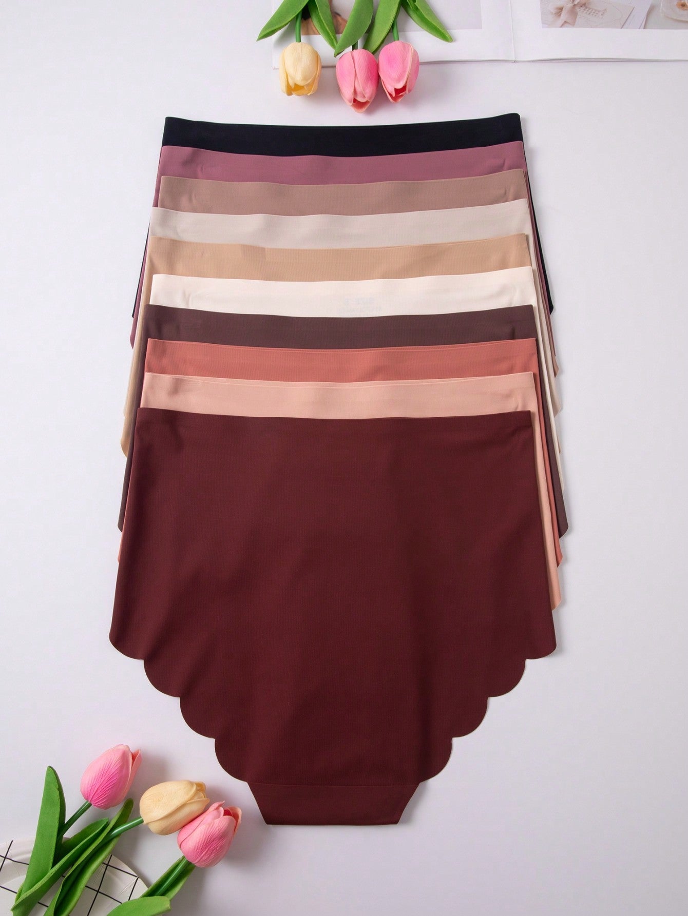 10pcs/Pack Women's Multicolored Casual Seamless Triangular Panties
