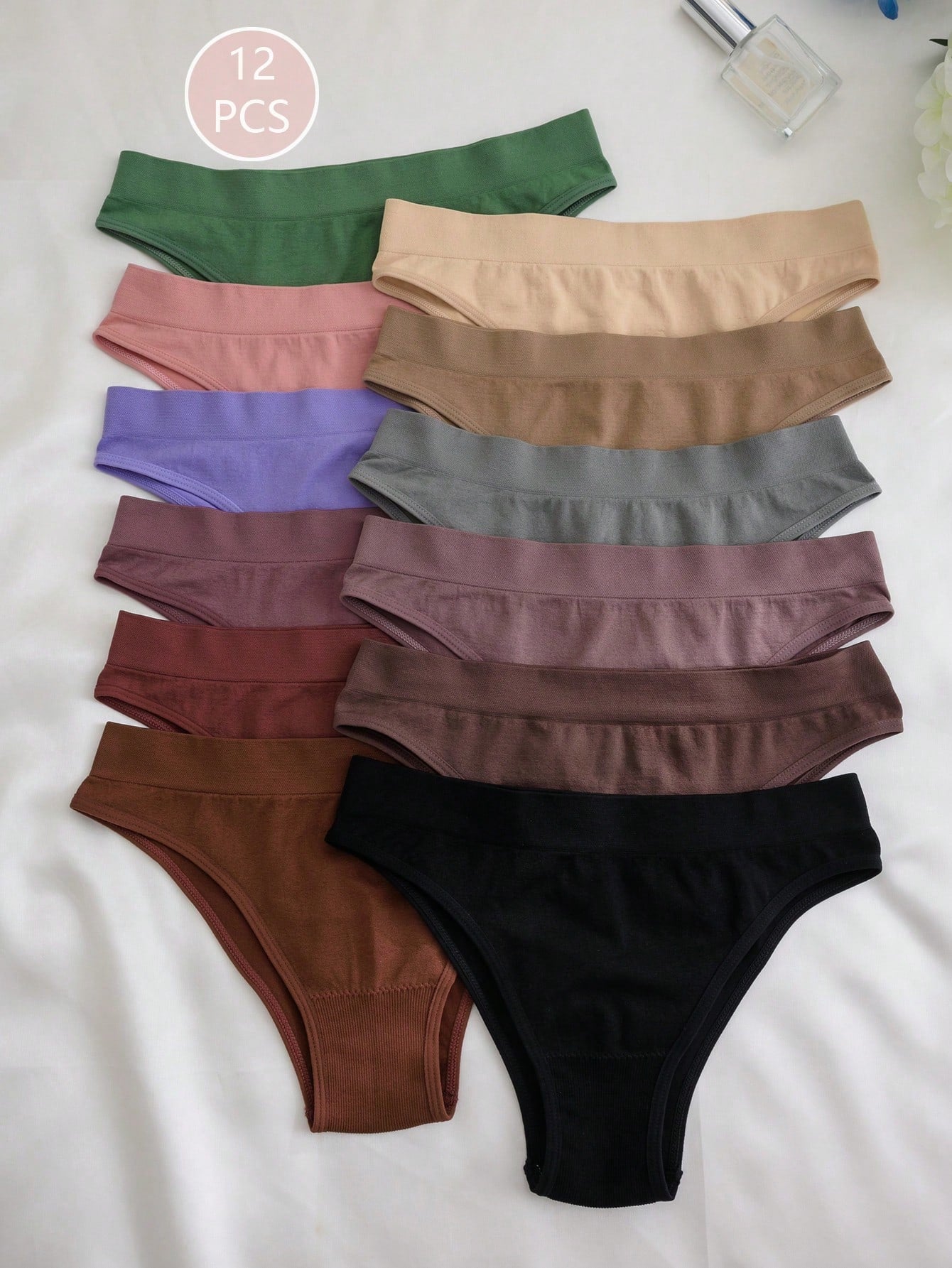 12pcs Solid Simple Panty