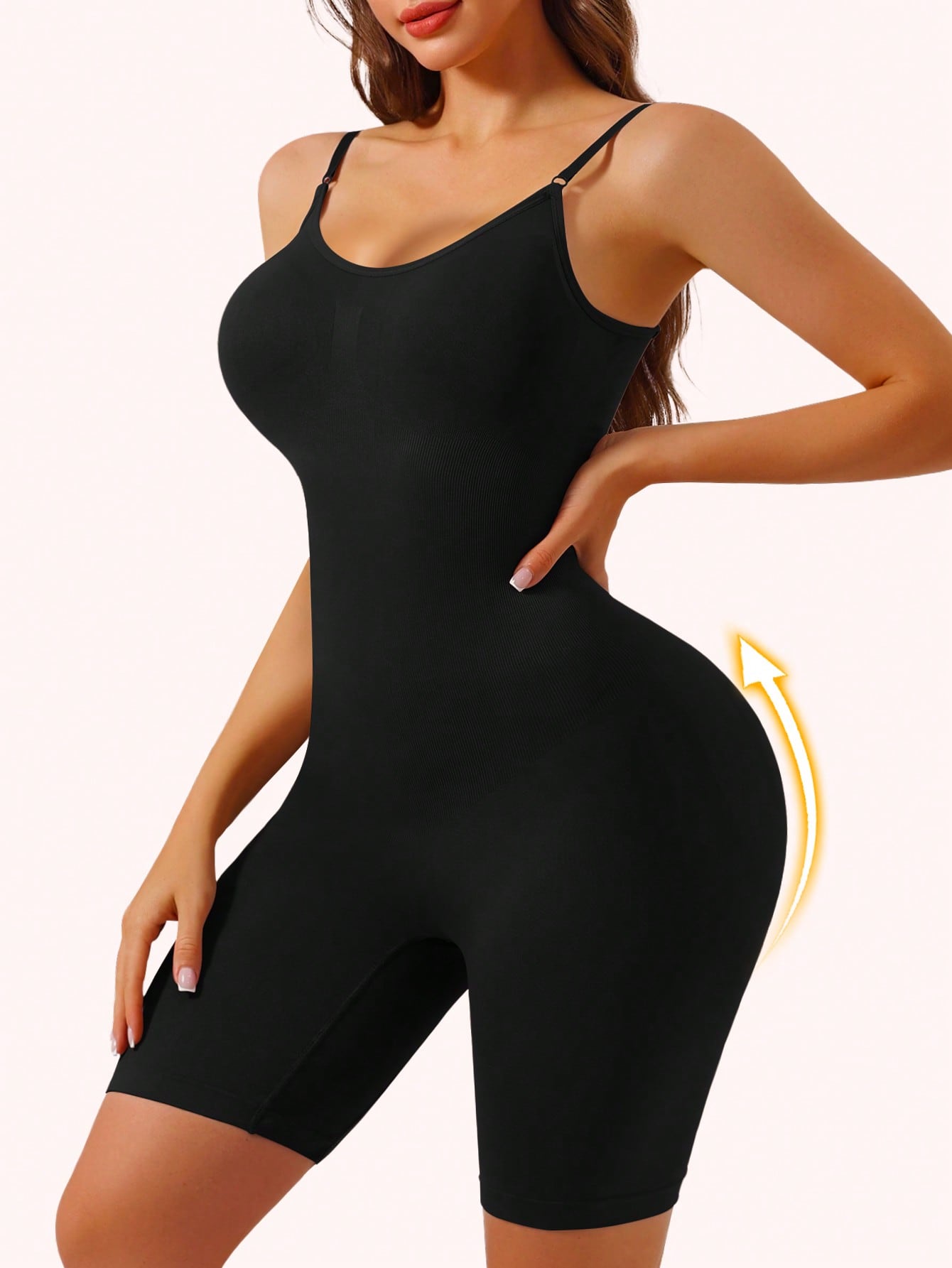 1pc Camel Color Fitted One-Piece Yoga Jumpsuit For Women