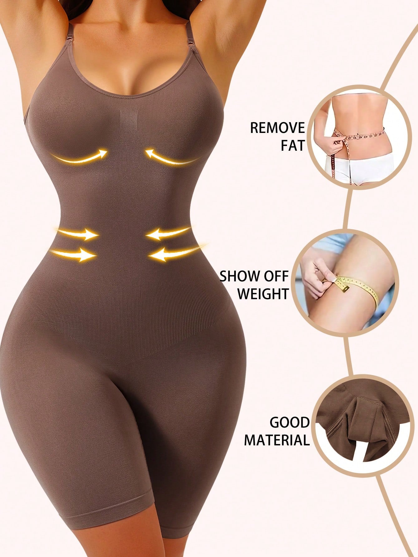1pc Camel Color Fitted One-Piece Yoga Jumpsuit For Women