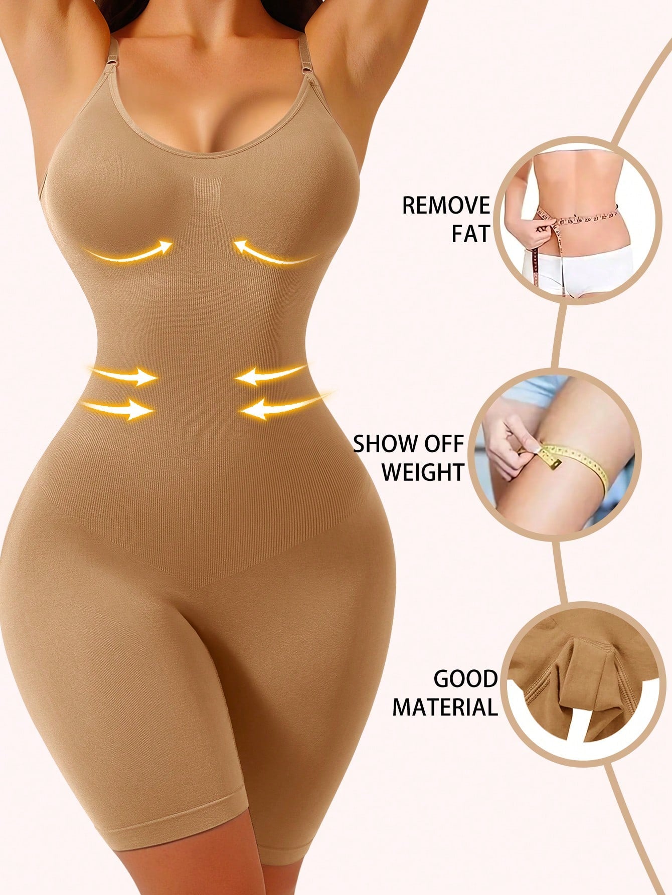 1pc Camel Color Fitted One-Piece Yoga Jumpsuit For Women