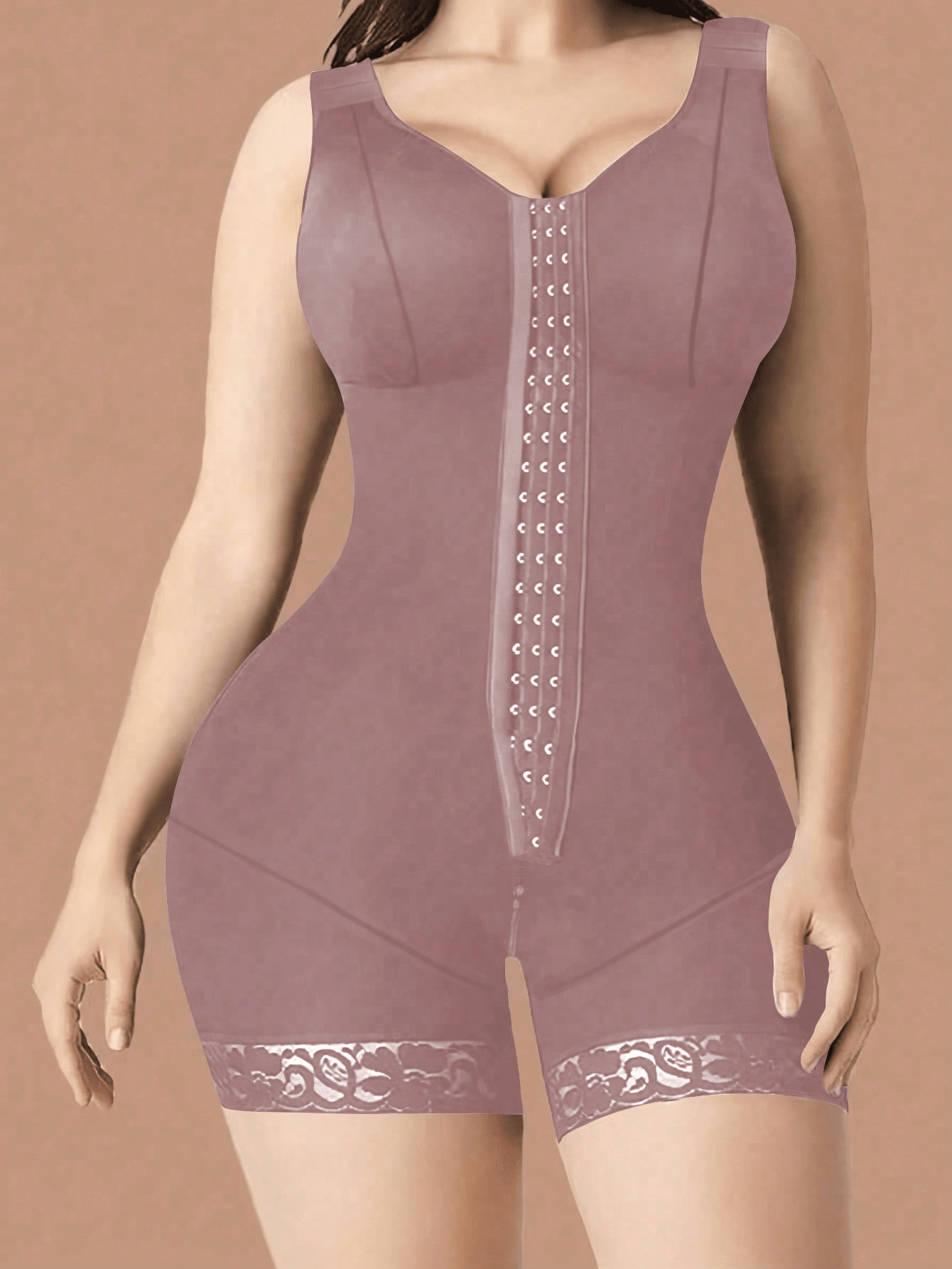 1pc Women's Shapewear Bodysuit, Zipper Gusset, Slimming Bodycon, Tummy Control
