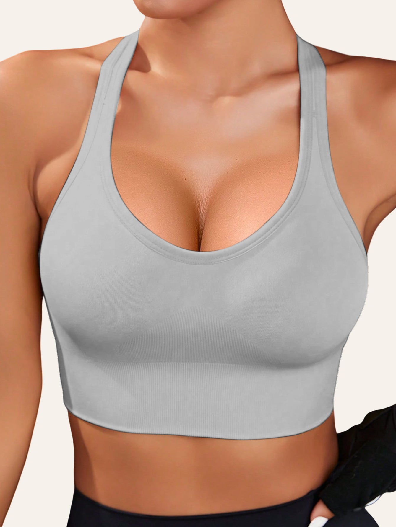 1pc Women'S Sports Bra with Removable Pads - Breathable, Non-Slip Gym Yoga Vest, Knitted Nylon Fabric, No Underwire, Solid Color, Adult Athletic Tank Top