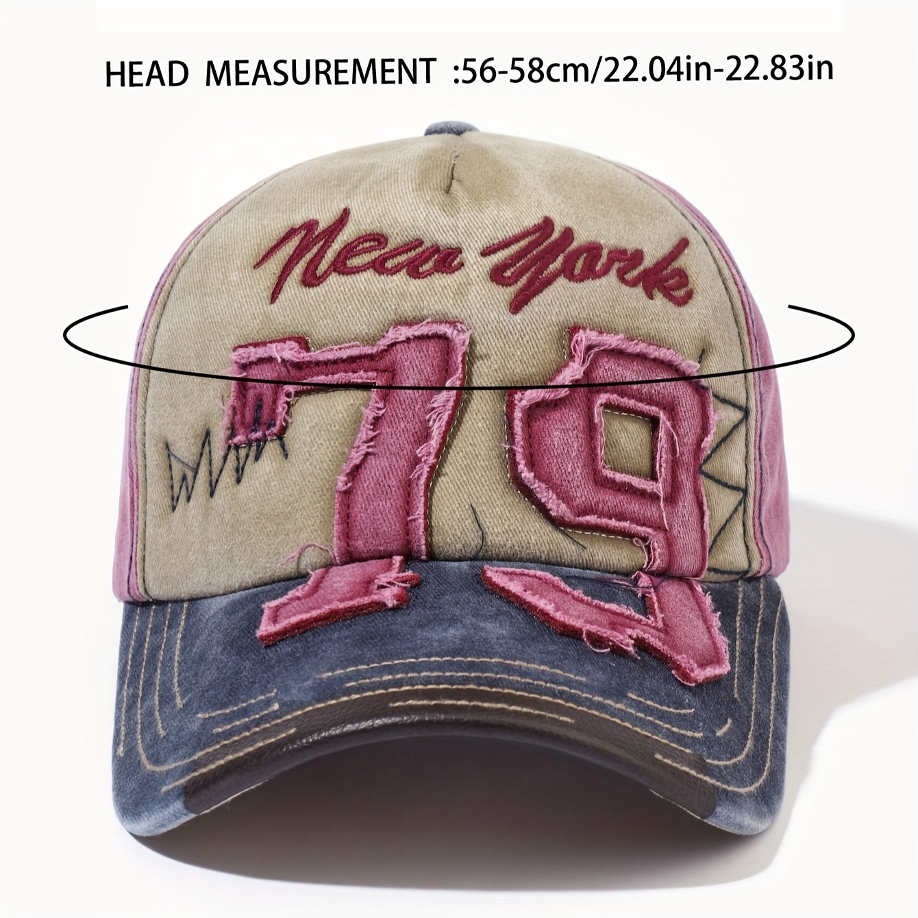 1pc Women'S 79 New York Baseball Cap - Adjustable Snapback, Breathable & Durable Fabric, Embroidered "79" Design, Perfect for Outdoor Activities, Casual Headwear | Sporty Baseball Cap | Adjustable Cap