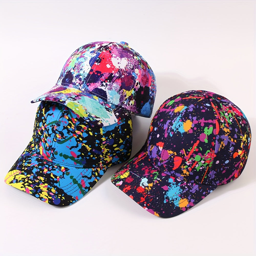 1 Adjustable, Lightweight, Random Tie-Dye Baseball Cap for Women - Vibrant Color Splatter Design, Stylish Streetwear, Outdoor & Casual Use, Casual Headwear | Vibrant Tie Dye | Adjustable Cap