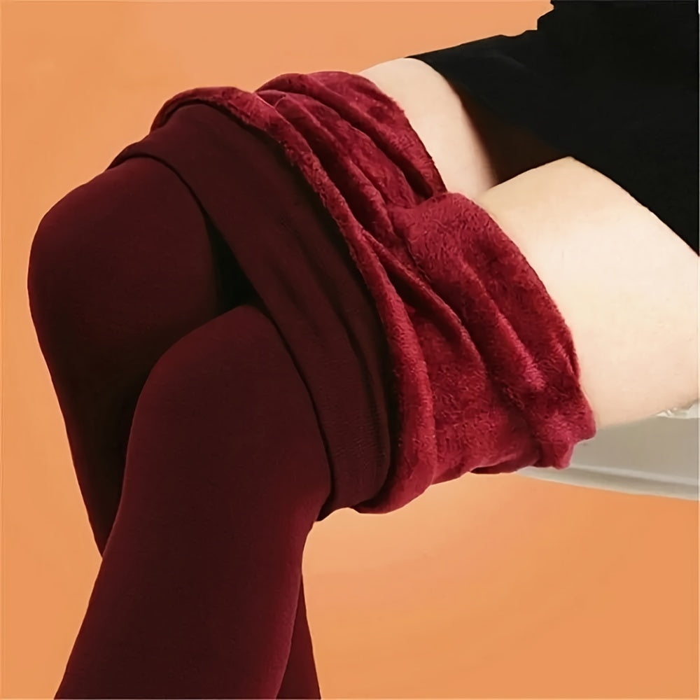 1pc Women'S Winter Thermal Warm Thick Pantyhose - Stretchy, Slim-Fit Leggings with Elastic Waistband, 6 Colors (Black, Burgundy, Dark Blue, Olive, Navy, Brown) - Perfect for Cold Weather Comfort & Style, Warm Leggings