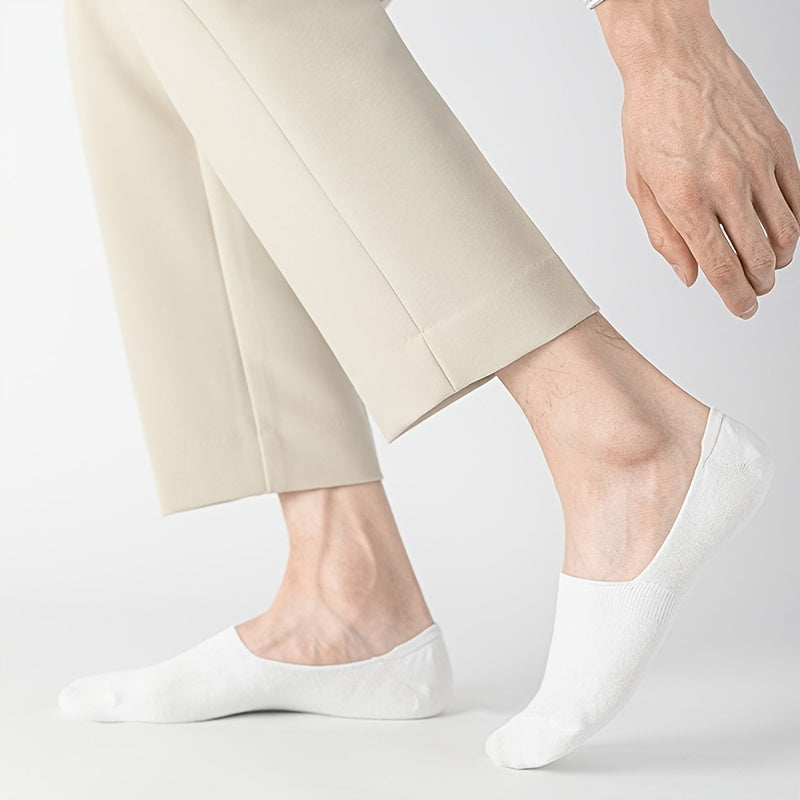 20 Pairs of Men'S Pure White Breathable, Non-Marking Socks - Soft, Sweat-absorbing, Non-slip Silicone Grip, Elastic Texture Comfort - Perfect for Casual Dressing and Outdoor Sport, Sweat-Resistant
