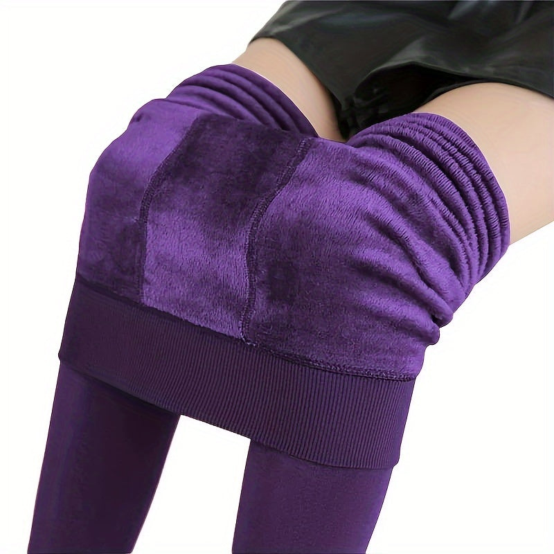 1pc Women'S Winter Thermal Warm Thick Pantyhose - Stretchy, Slim-Fit Leggings with Elastic Waistband, 6 Colors (Black, Burgundy, Dark Blue, Olive, Navy, Brown) - Perfect for Cold Weather Comfort & Style, Warm Leggings