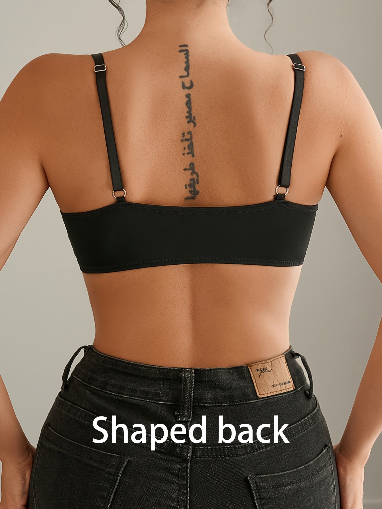 1pc Elegant Black Lace-Trimmed Wireless Bralette with Front Closure, Breathable & Seamless Light Support for Spring/Summer, No-Pad Comfort Fit, Backless Design, Lace Trim Detail