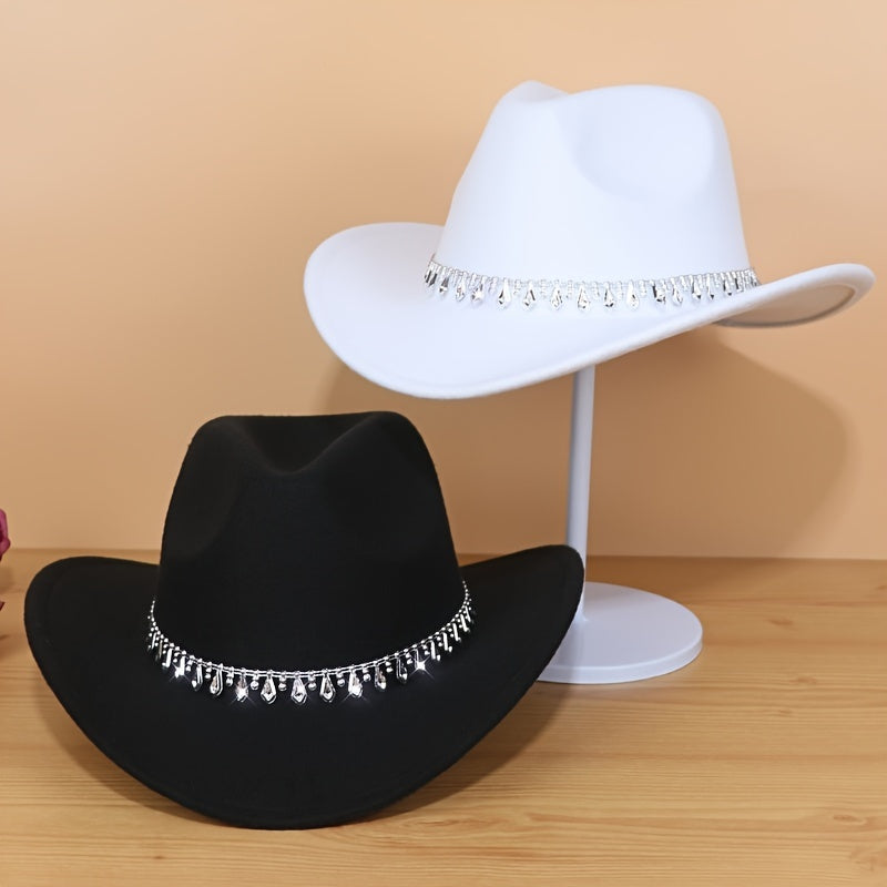 1pc Western Soft Hat, Classic Wide Brim Western Cowboy Hat for Women and Men, Suitable for Outdoor Parties, Music Festivals, a Good Gift (Head Circumference 22.44 inches, Suitable for Slender People)