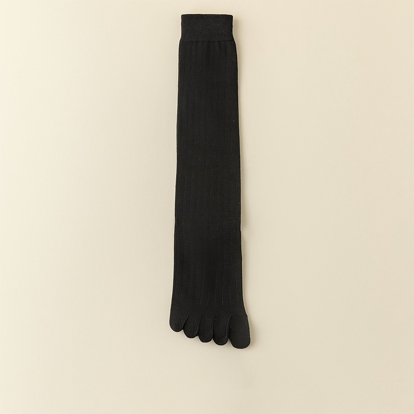 2 Pairs of Men's Five-Toe Socks, Long Tube Toe Separated Socks for Spring and Autumn, Black