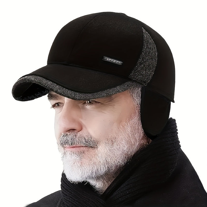 1pc Winter Ear Protection Hat, Men's Warm Baseball Cap