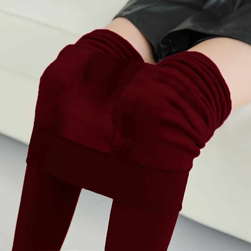 1pc Women'S Winter Thermal Warm Thick Pantyhose - Stretchy, Slim-Fit Leggings with Elastic Waistband, 6 Colors (Black, Burgundy, Dark Blue, Olive, Navy, Brown) - Perfect for Cold Weather Comfort & Style, Warm Leggings