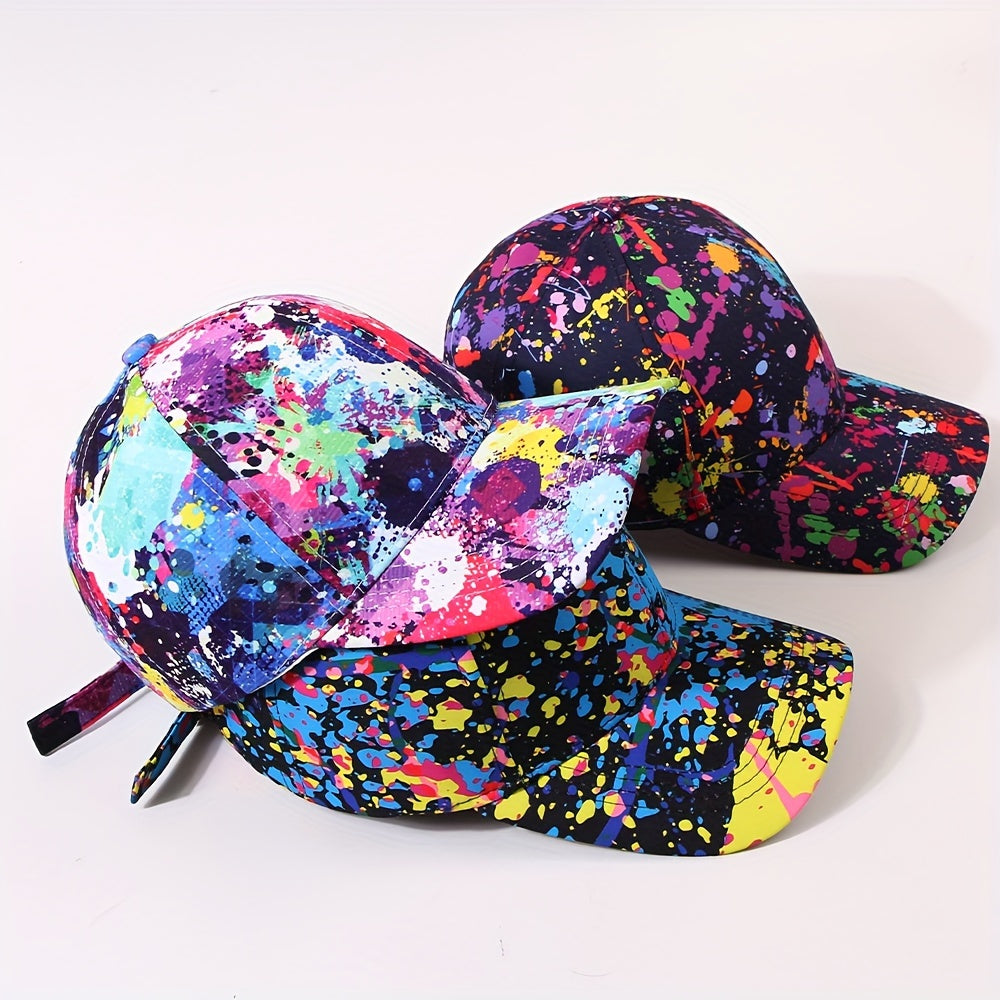 1 Adjustable, Lightweight, Random Tie-Dye Baseball Cap for Women - Vibrant Color Splatter Design, Stylish Streetwear, Outdoor & Casual Use, Casual Headwear | Vibrant Tie Dye | Adjustable Cap