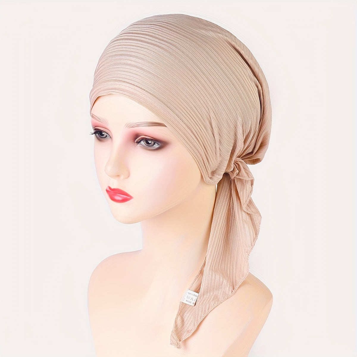 1pc Women's Solid Color Knitted Turban Hats - Elastic Head Wrap, Breathable Polyester - Ramadan & Chemo Cap Essentials | Soft & Comfortable | Hand Washable