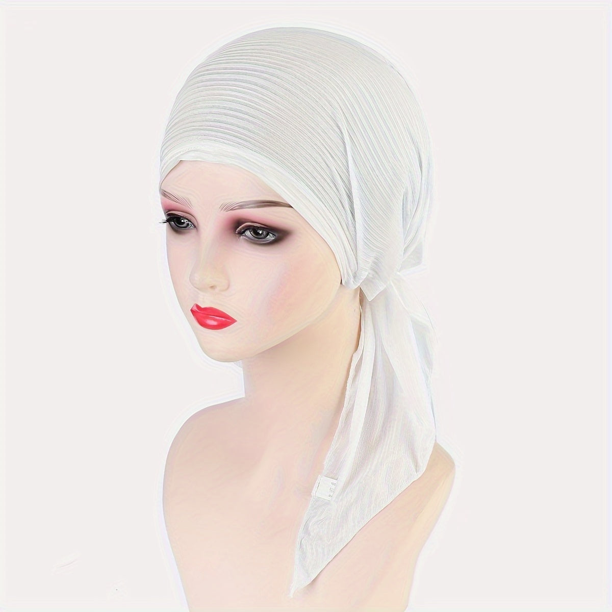 1pc Women's Solid Color Knitted Turban Hats - Elastic Head Wrap, Breathable Polyester - Ramadan & Chemo Cap Essentials | Soft & Comfortable | Hand Washable