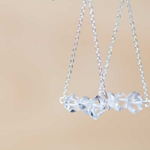 Herkimer Diamond Earrings, Delicate Crystal Quartz Chain Dangle Earrings, Herkimer Diamond Jewelry, Rose Gold Filled or Sterling Silver