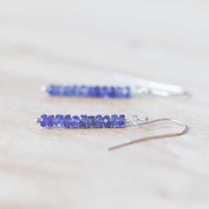 Simple Tanzanite Earrings, Delicate Blue Gemstone Dangle Earrings, Rose Gold Filled or Sterling Silver, Delicate Tanzanite Jewelry