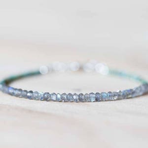 Labradorite & African Turquoise Bracelet, Delicate Multi Gemstone Stacking Skinny Bracelet, Labradorite Bracelet, Jasper Jewelry, Tiny Beads