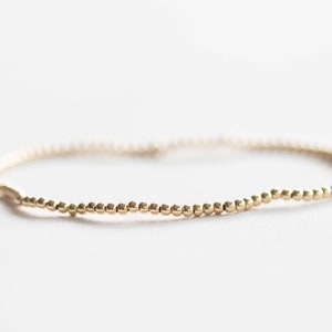 Gold Filled Beaded Bracelet, Dainty 2mm or 3mm Beads, Stretch Elastic Jewelry