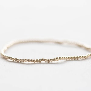 Gold Filled Beaded Bracelet, Dainty 2mm or 3mm Beads, Stretch Elastic Jewelry