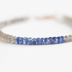 Labradorite & Blue Kyanite Bracelet, Delicate Multi Gemstone Stacking Jewelry