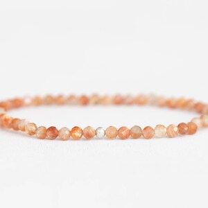 Sunstone Stretch Bracelet, Dainty Beaded Gemstone Jewelry