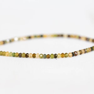 Dainty Petro Tourmaline Stretch Bracelet, Genuine Beaded Gemstone Jewelry
