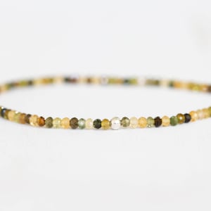 Dainty Petro Tourmaline Stretch Bracelet, Genuine Beaded Gemstone Jewelry