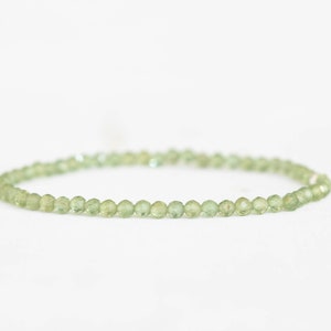 Dainty Green Apatite Stretch Bracelet, Delicate Beaded Green Gemstone Skinny Bracelet