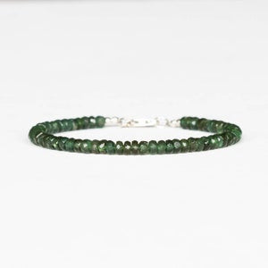Chrome Green Apatite Beaded Bracelet, Genuine Green Gemstone Jewelry