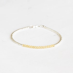 Yellow Calcite Bracelet with Rose Gold Fill or Sterling Silver, Dainty Beaded Genuine Yellow Gemstone Jewelry