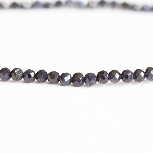 Dainty Dark Blue Sapphire Stretch Bracelet, Faceted Tiny Beaded Gemstone Jewelry, September Birthstone