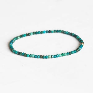 Chrysocolla Stretch Bracelet, Beaded Delicate Elastic Jewelry, Blue Green Gemstones