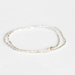 Tiny Fine Silver Stretch Wrap Bracelet, Dainty Karen Hill Tribe Silver Cube Jewelry