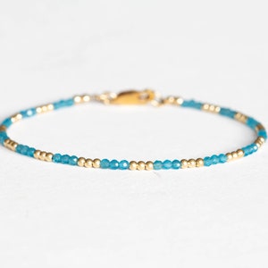 Peacock Apatite Bracelet, Ultra Delicate Beaded Stacking Gemstone Jewelry