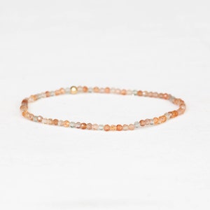 Dainty Sunstone Stretch Bracelet, Double or Triple Wrap Stretch Bracelet
