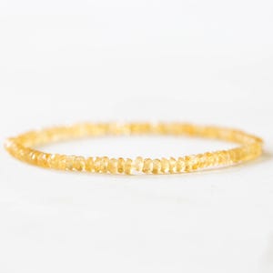 Citrine Stretch Bracelet, Delicate Beaded November Birthstone Jewelry, Elastic Stacking Bracelet