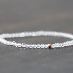 Dainty Rose Quartz Bracelet, Pale Pink Gemstone Jewelry, Delicate Beaded Stretch Bracelet