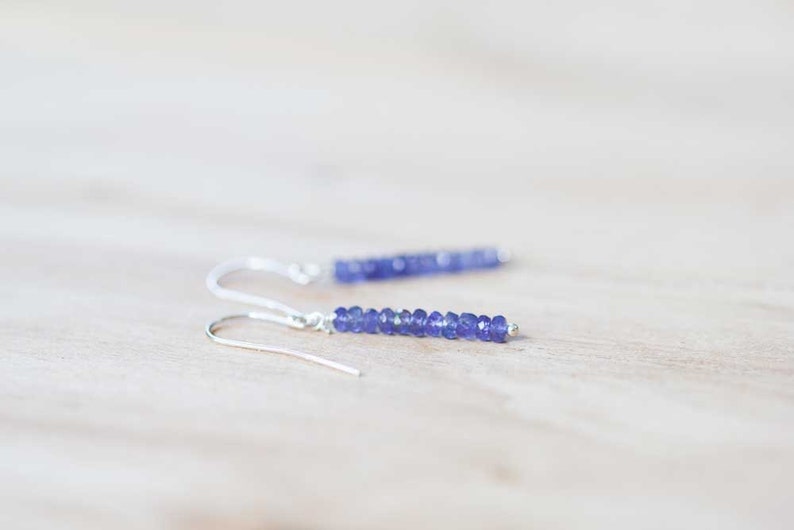 Simple Tanzanite Earrings, Delicate Blue Gemstone Dangle Earrings, Rose Gold Filled or Sterling Silver, Delicate Tanzanite Jewelry