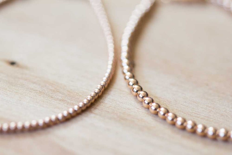 Rose Gold Filled Beaded Bracelet, Skinny Delicate Bracelet, Pink Gold Jewelry, Rose Gold Stacking Jewelry, 2mm or 3mm Beads, Stretch Elastic