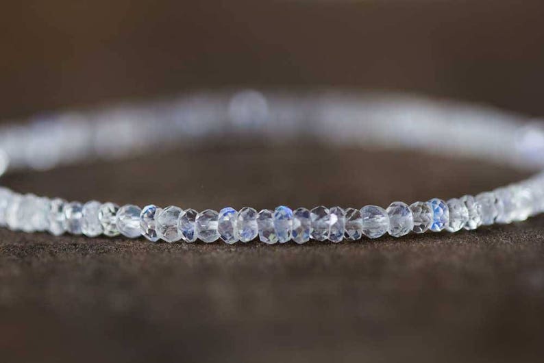 Dainty Rainbow Moonstone Stretch Bracelet, Beaded Moonstone Jewelry, Elastic Stacking Bracelet, June Birthstone Jewelry