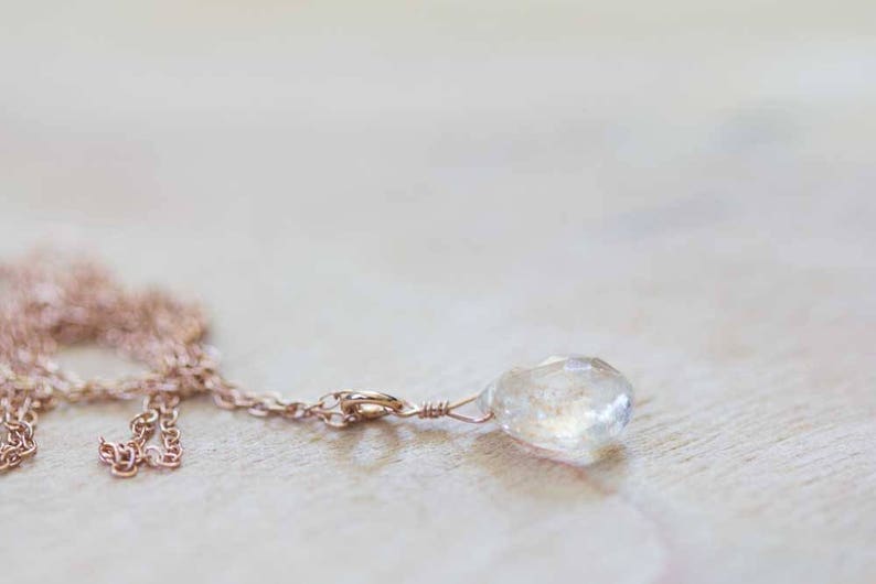 Tiny Sunstone Pendant on Sterling Silver, Oxidized Sterling or Rose Gold Filled Chain, Delicate Chain Necklace, Orange Gemstone