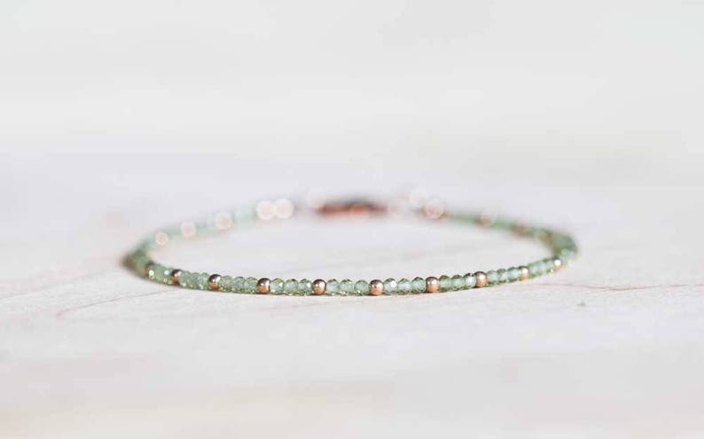 Peridot Bracelet with Rose Gold Fill or Sterling Silver, Ultra Dainty August Birthstone Jewelry