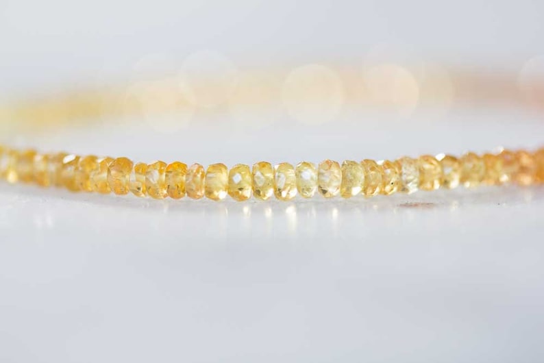 Yellow, Orange and Red Sapphire Stretch Bracelet, September Birthstone Beaded Elastic Jewelry, Dainty Padparadscha Sapphires
